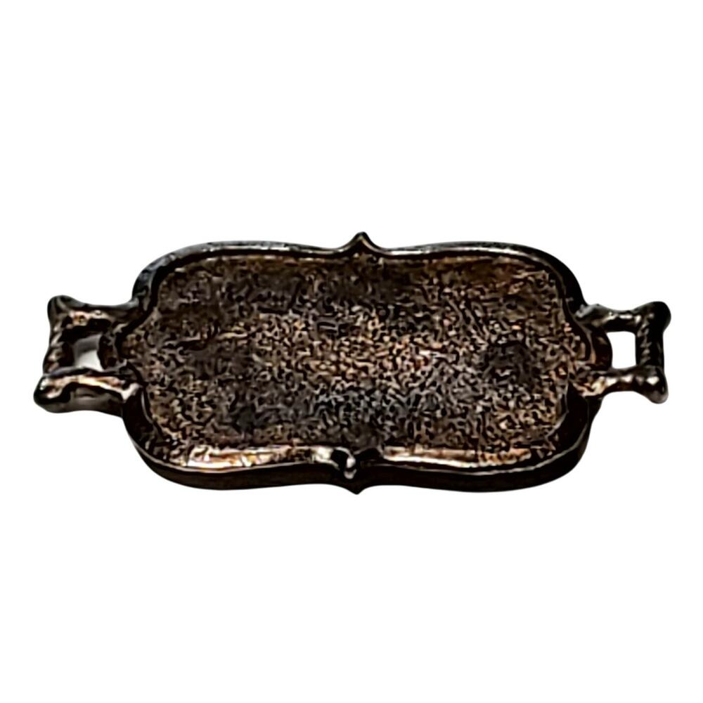 Dollhouse Silver Tone Mini Serving Tray 1.75" Taiwan Vtg